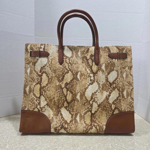 Lauren Ralph Lauren Python-Print Canvas Large Devyn Tote Bag